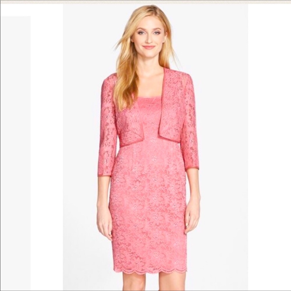 Alex Evenings 2-Pc Lace Dress 
with Matching Jacket - Beautiful for Springtime!